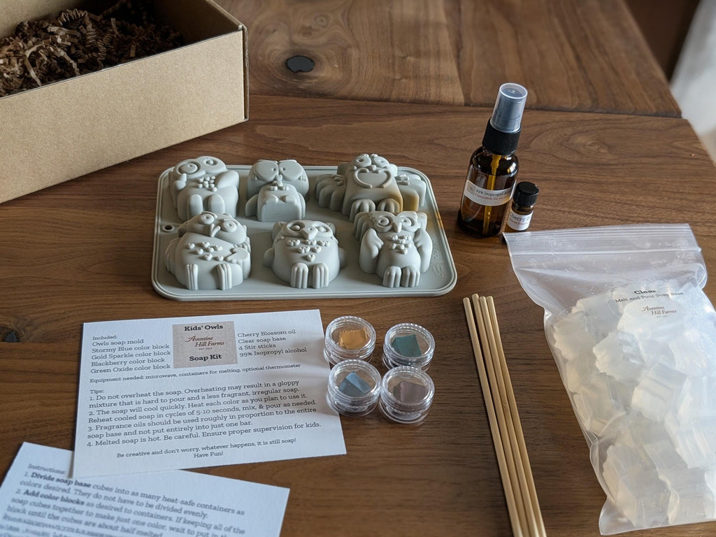 Melt-and-pour soap making kit with pre-measured ingredients