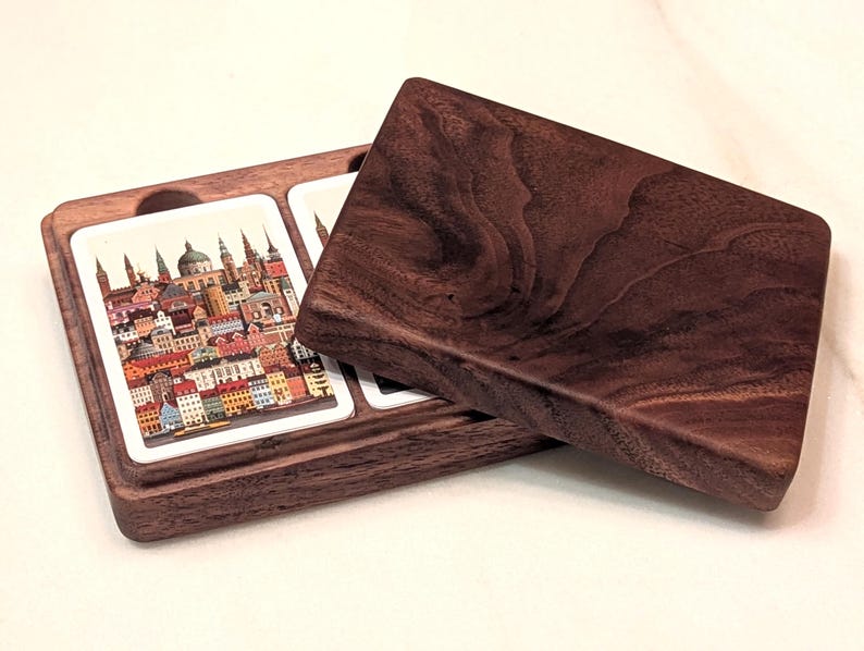 Walnut single deck card box