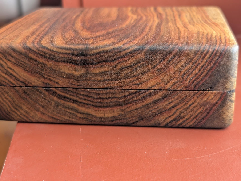 Figured rosewood double deck card box