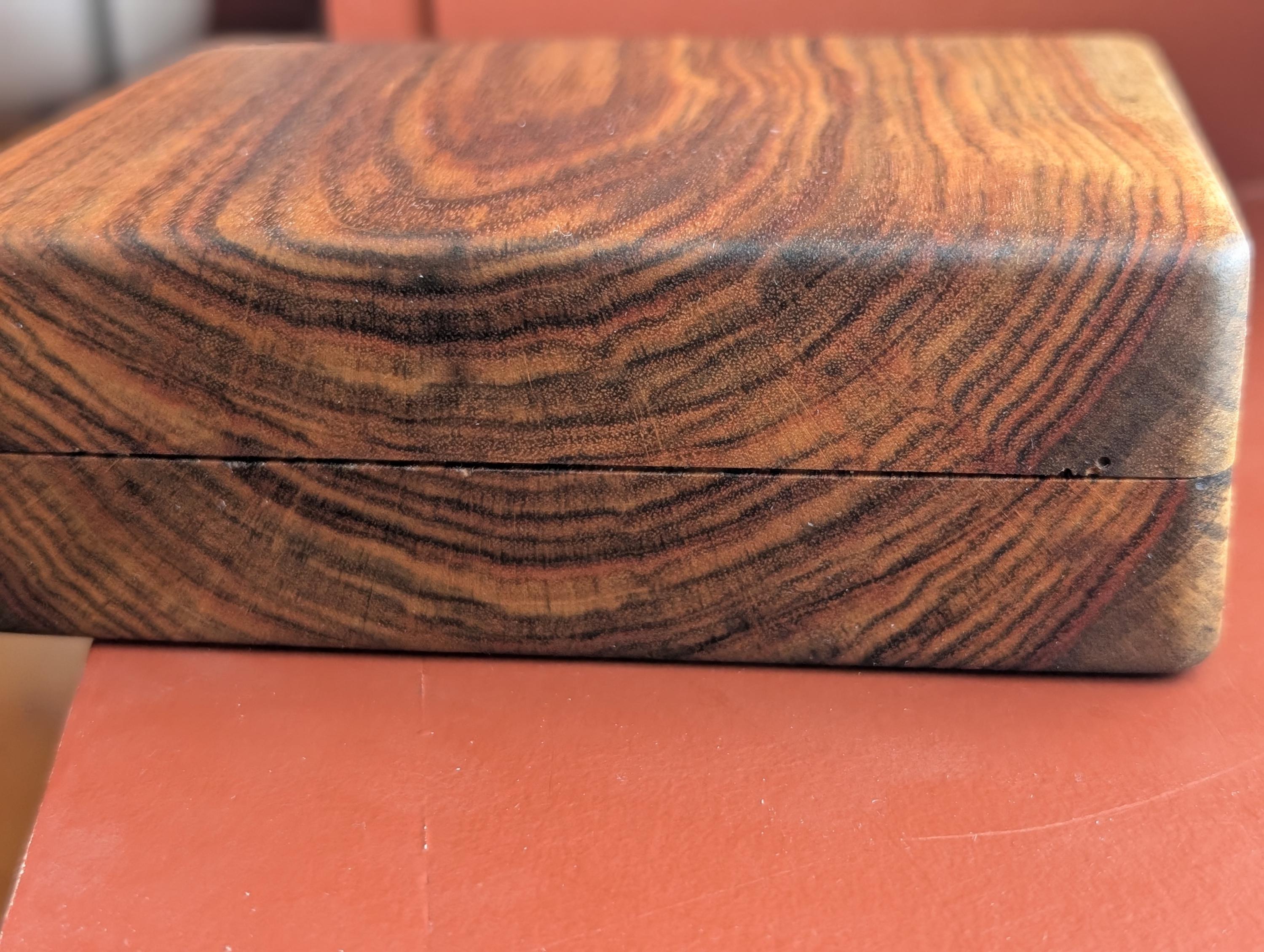 Figured rosewood double deck card box