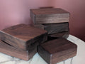 Walnut card boxes, fresh batch — single deck with double deck boxes