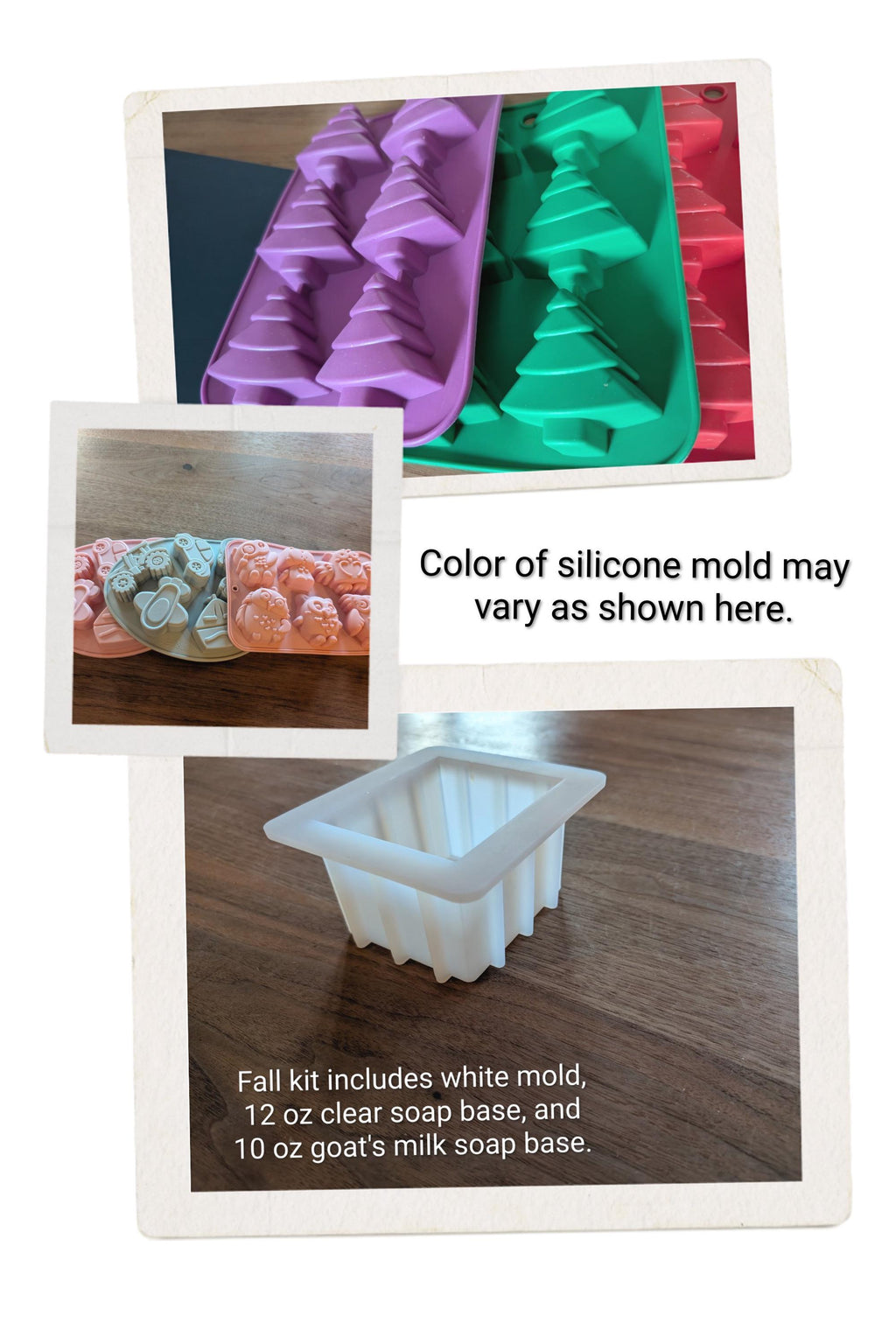 Silicone mold options and loaf mold included in the fall kit