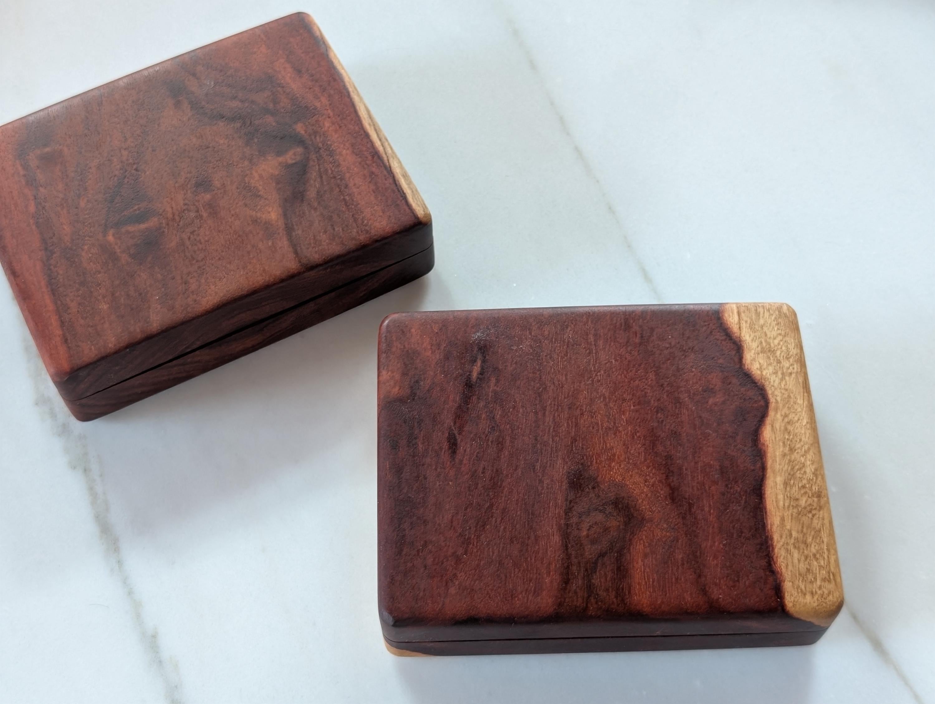 Bolivian rosewood double deck card boxes with sapwood edge