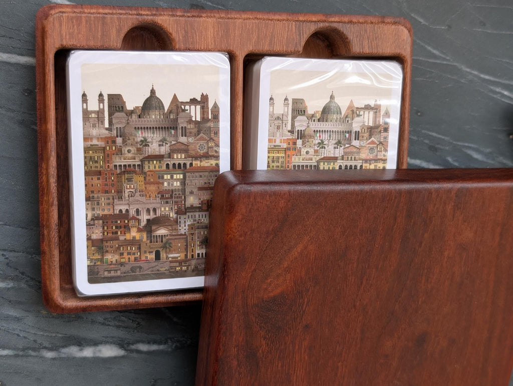Double deck box open, two decks side by side