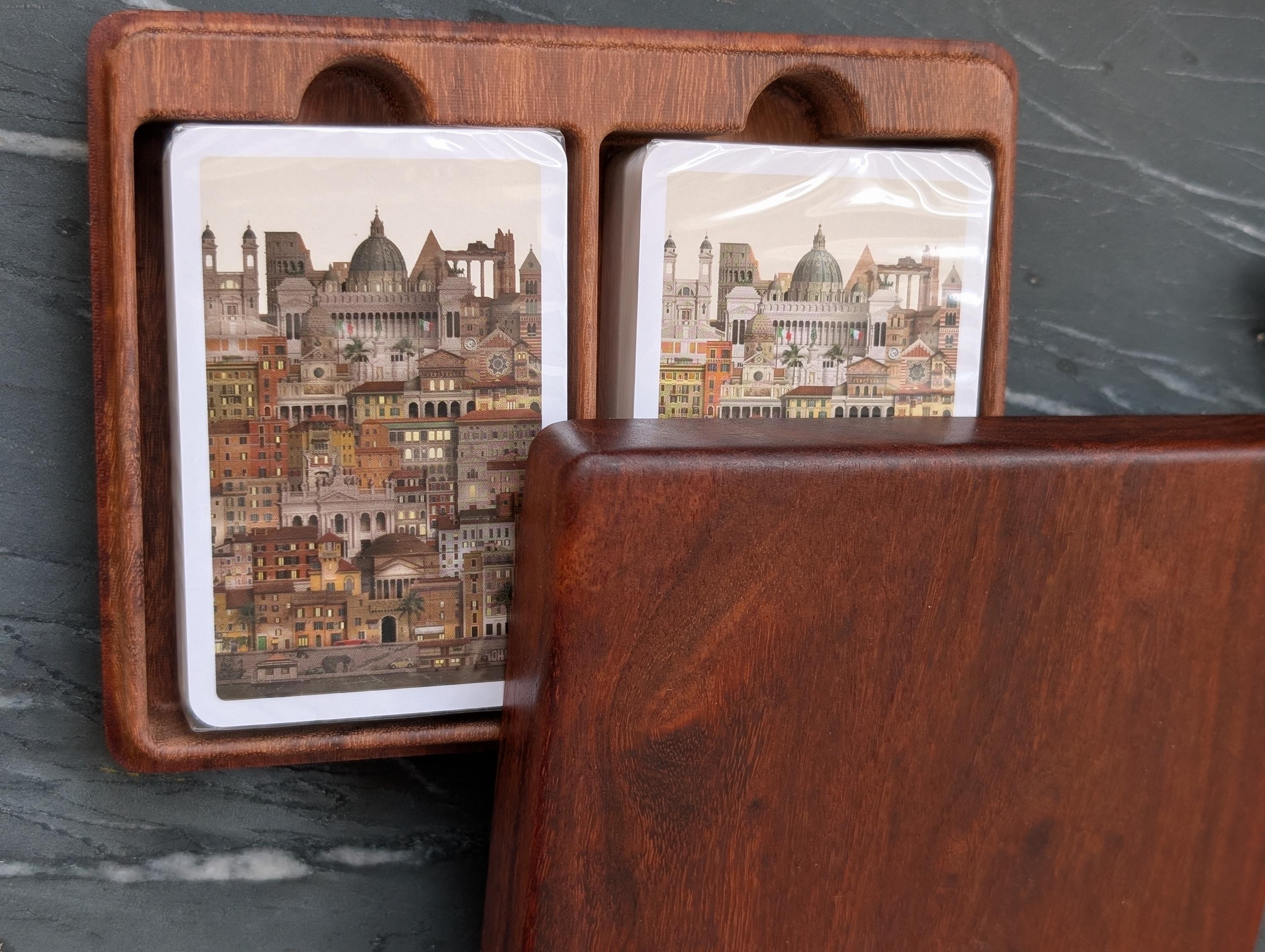 Double deck box open, two decks side by side