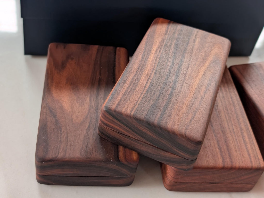 Bolivian rosewood bidding boxes stacked
